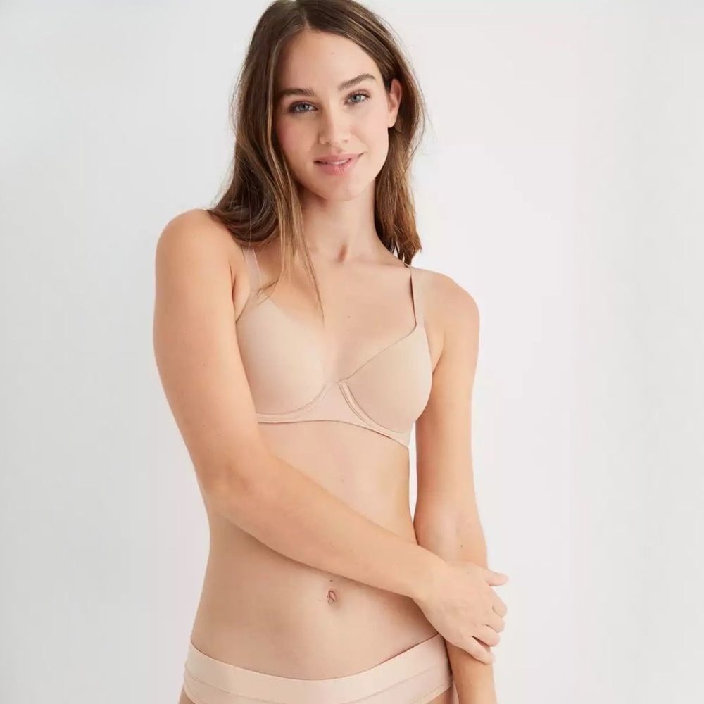 Aerie Real Feel Full Coverage Lightly Lined Bra Natural Nude Size 38D